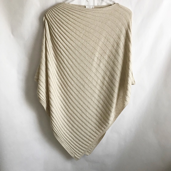 J Jill Silk Cotton Blend Textured Knit Poncho Sweater Size OS Asymmetrical Hem - Picture 1 of 7